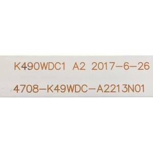 KIT DE LEDS PARA TV W BOX / LG (( INCOMPLETO 7 PIEZAS, ORIGINALMENTE CONSTA DE 9 PIEZAS )) / NUMERO DE PARTE 4708-K49WDC-A2213N01 / K490WDC118A003 / X-C72-K9-F16 / 000950 / 471R1P62 / MODELO 0E-49LED4K / 49LK5400PLA / PANEL K490WDC2